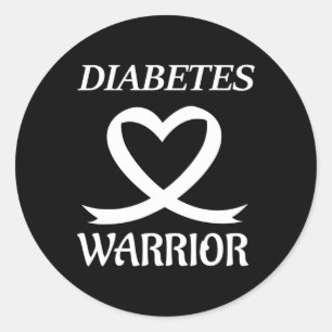 Diabetes Warrior Heart Ribbon Diabetic Awareness Classic Round Sticker