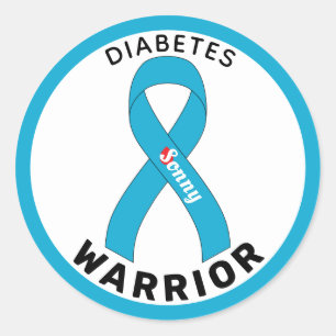 Diabetes Warrior Ribbon White Round Sticker