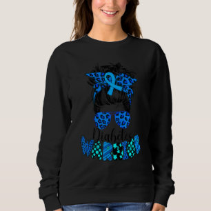 Diabetes Warrior T1d Messy Bun Hair Diabetes Aware Sweatshirt