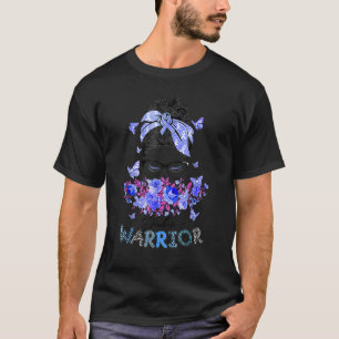 Diabetes Warrior T1d Messy Bun Hair Diabetes Aware T-Shirt