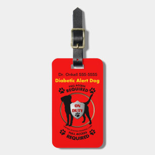 Diabetic Alert Personalised Dog ID Luggage Tag