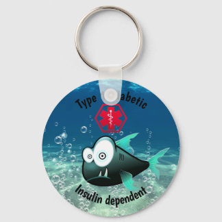 Diabetic Alert Type 1 or 2  Funny Fish Key Ring
