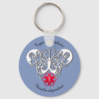 Diabetic Alert Type 1 or 2 Personalise Key Ring