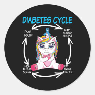 Diabetic Cycle Fun Unicorn Diabetes Awareness Tee  Classic Round Sticker
