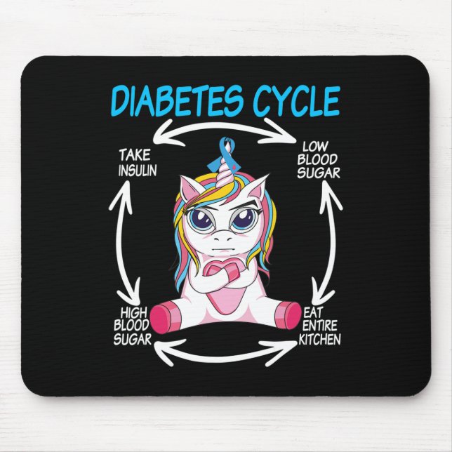 Diabetic Cycle Fun Unicorn Diabetes Awareness Tee  Mouse Pad (Front)