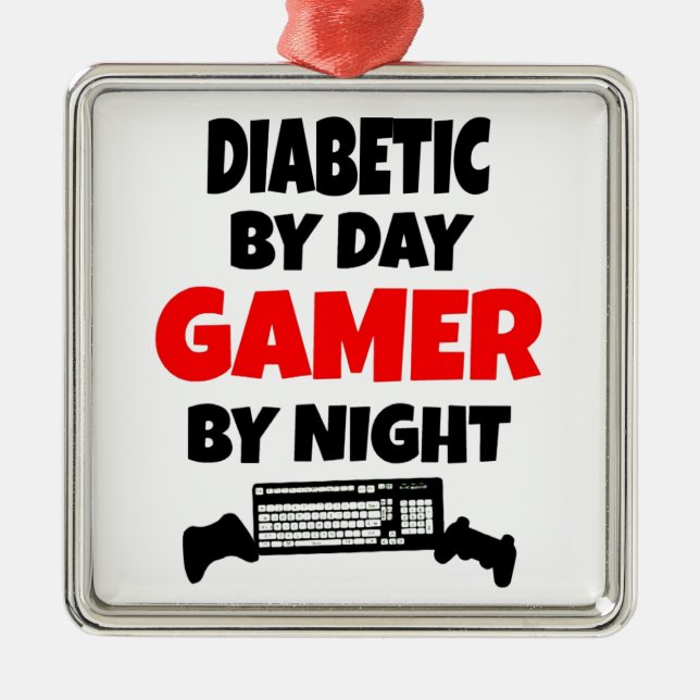 Diabetic Gamer Metal Tree Decoration (Front)