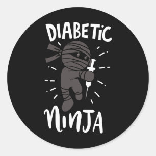 Diabetic Ninja Type 1 Diabetes Doctor Diabetes Awa Classic Round Sticker