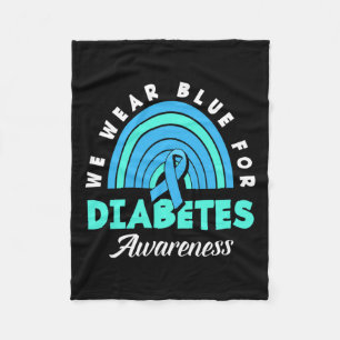Diabetic Typ 1 T1d We Wear Blue For Diabetes Aware Fleece Blanket