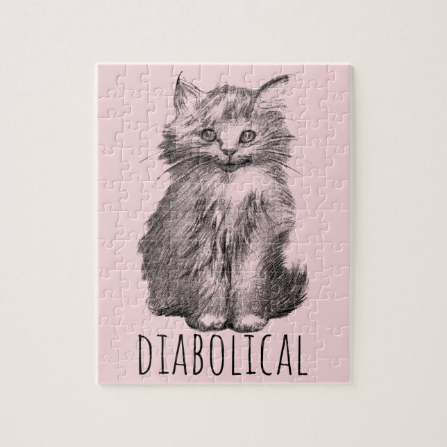 Diabolical Cute Fluffy Kitten Jigsaw Puzzle (Vertical)