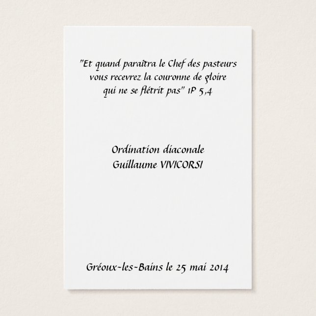 Diaconat Ordination Card (Back)