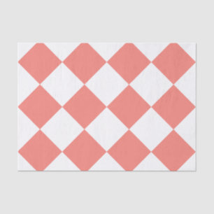 Diag Chequered Large - White and Coral Pink Tissue Paper