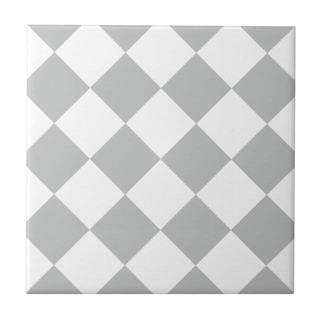 Diag Chequered Large - White and Light Grey Tile (Front)