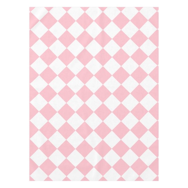Diag Chequered Large - White and Pink Tablecloth (Front)