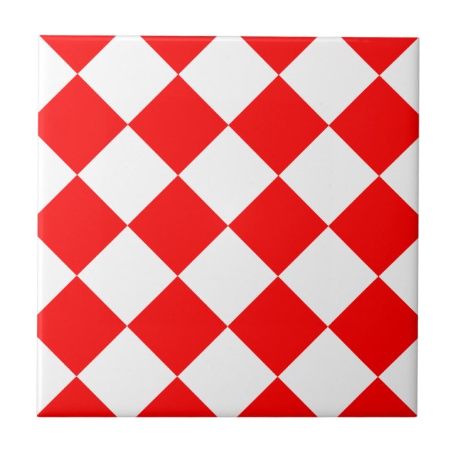 Diag Chequered Large - White and Red Tile (Front)