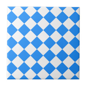 Diag Chequered - White and Blue Tile