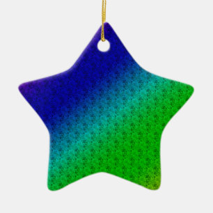 Diag Rainbow Gradient Floral Pattern Blue Green Ceramic Tree Decoration
