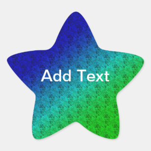 Diag Rainbow Gradient Floral Pattern Blue Green Star Sticker