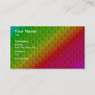 Diag Rainbow Gradient Floral Pattern Red Green Business Card