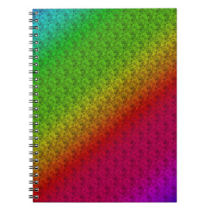 Diag Rainbow Gradient Floral Pattern Red Green Notebook