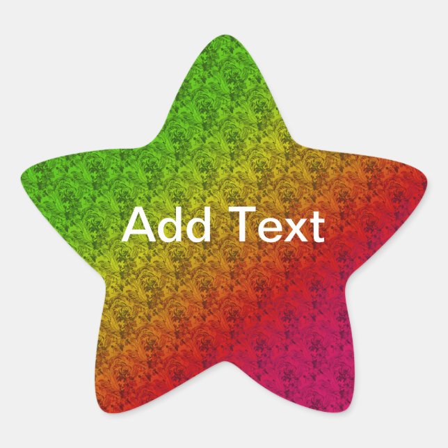 Diag Rainbow Gradient Floral Pattern Red Green Star Sticker (Front)