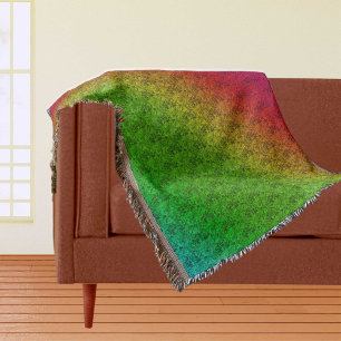 Diag Rainbow Gradient Floral Pattern Red Green Throw Blanket