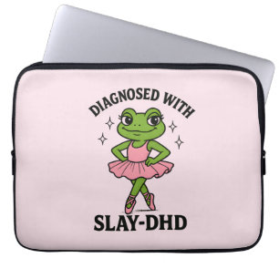 Diagnosed Slay-DHD Frog Ballerina ADHD Laptop Sleeve