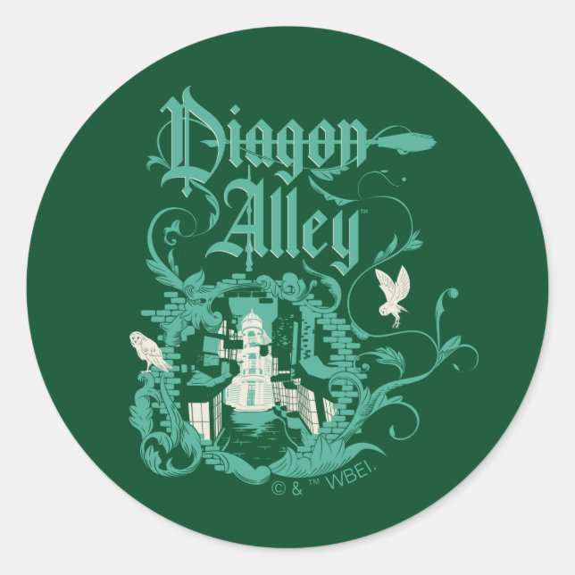 DIAGON ALLEY™ Vintage Graphic Classic Round Sticker (Front)