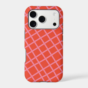 Diagonal Abstract Chequered Lines Pattern in Red