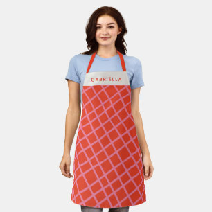 Diagonal Abstract Lines Pattern Red Personalised Apron