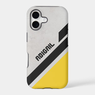 Diagonal Art, grey yellow black stripe