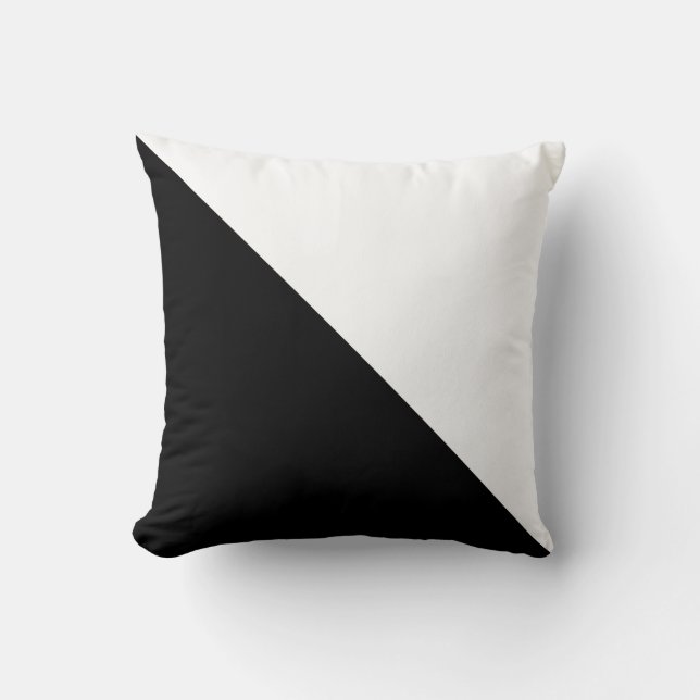Diagonal Black and White Colour Block Cushion (Front)