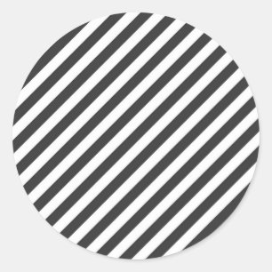 Diagonal black and white stripes  pattern classic round sticker