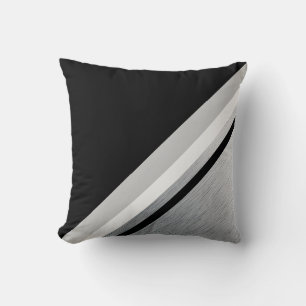 Diagonal black, grey, stripe modern cushion