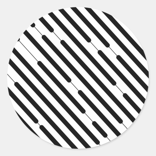Diagonal Black Hash Lines Classic Round Sticker (Front)