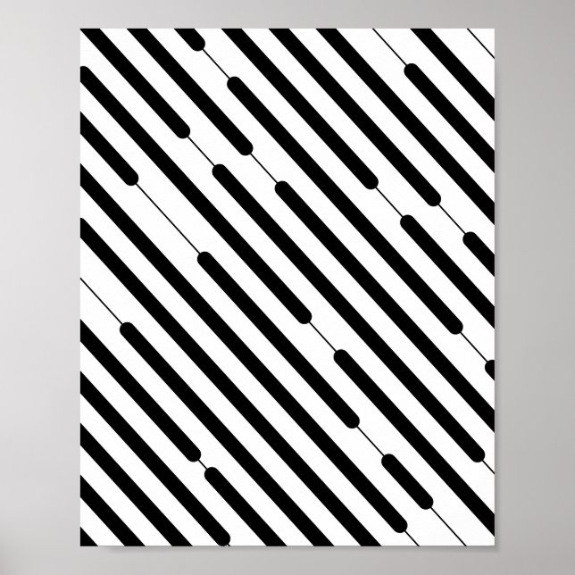 Diagonal Black Hash Lines Poster (Front)