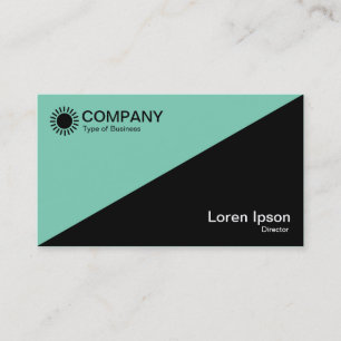 Diagonal - Black with Green 7dcfb6 Business Card