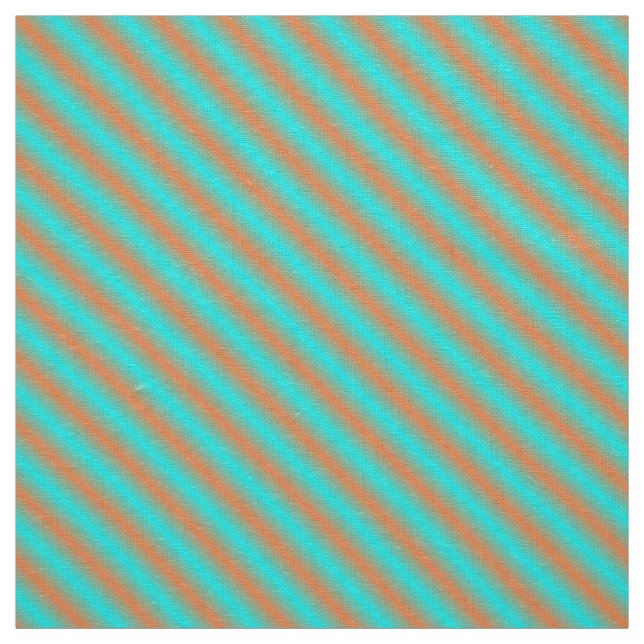 Diagonal blue and orange stripes fabric (Swatch)