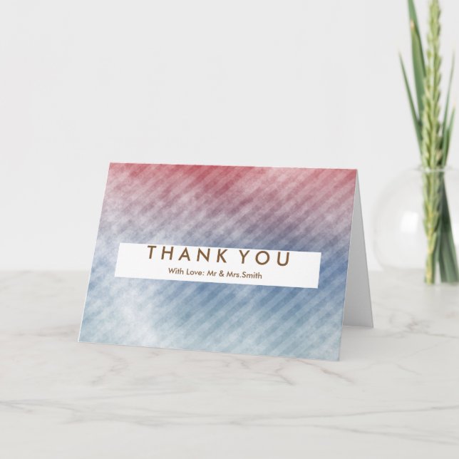 Diagonal Blue and Pink Stripe Modern Thank You (Front)