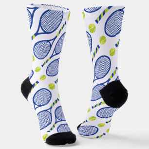 💚💙🎾Diagonal blue, green, white tennis🎾 pattern Socks