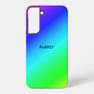 Diagonal Blue to Green Blend Add Name Samsung Galaxy Case