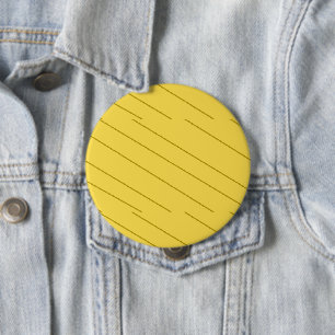 Diagonal brown stripes on mustard yellow 10 cm round badge