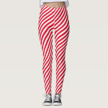 Diagonal Candy Cane Stripe Pattern Leggings<br><div class="desc">Brighten up your holiday with these cute red and white candy stripe pattern leggings. Christmas,  peppermint,  candy cane. Diagonal stripes.</div>
