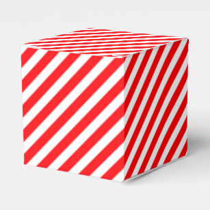 Diagonal Candy Cane Stripes-Christmas Red & White Favour Box