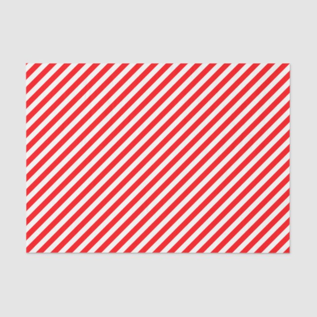 Diagonal Candy Cane Stripes-Christmas Red & White Tissue Paper (Front)