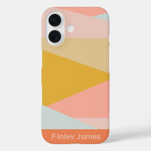 Diagonal Colour Block Earthy Pastels Personalised iPhone 16 Case