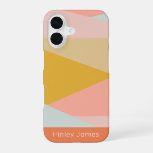 Diagonal Colour Block Earthy Pastels Personalised iPhone 16 Case