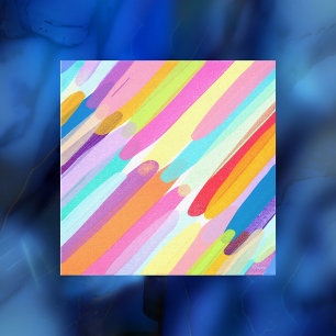 Diagonal Colour Strokes, Abstract Painting Canvas Print