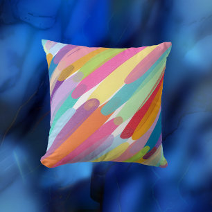Diagonal Colour Strokes, Abstract Painting Cushion