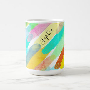 Diagonal Colour Strokes, Name, 70s Abstract Art Coffee Mug