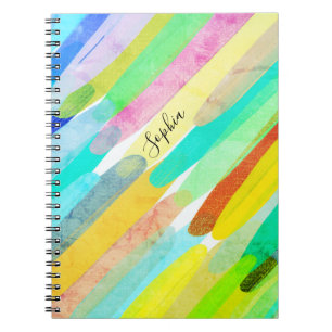 Diagonal Colour Strokes, Name, 70s Abstract Art Notebook